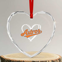 Vintage Astro Name Sports Style Heart Crystal Glass Ornament Varsity Script Vintage Baseball Heart Graphic
