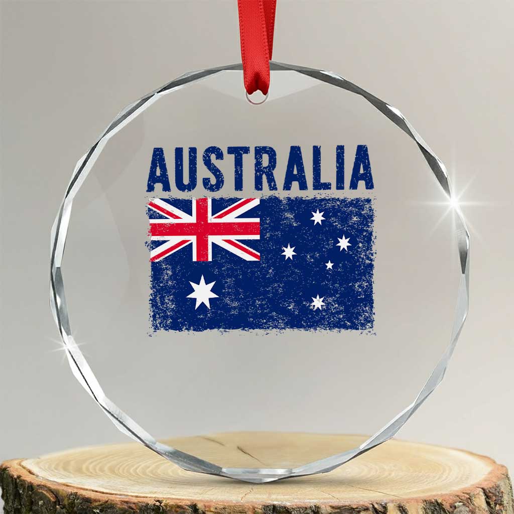 Vintage Australia Flag Crystal Glass Ornament Distressed Patriotic Country Pride Graphic