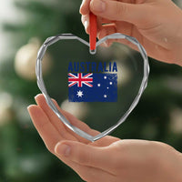 Vintage Australia Flag Heart Crystal Glass Ornament Distressed Patriotic Country Pride Graphic