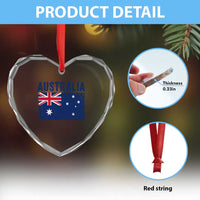 Vintage Australia Flag Heart Crystal Glass Ornament Distressed Patriotic Country Pride Graphic