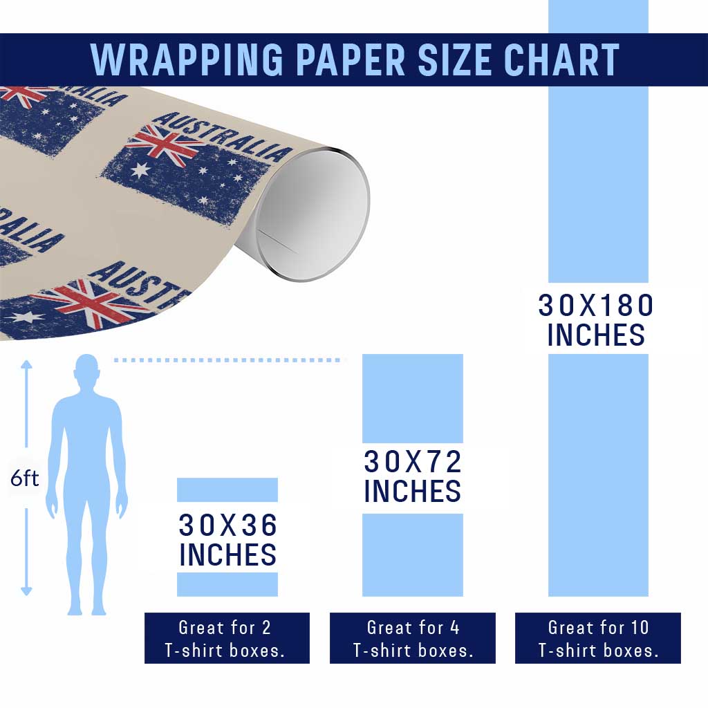 Vintage Australia Flag Wrapping Paper Roll Distressed Patriotic Country Pride Graphic