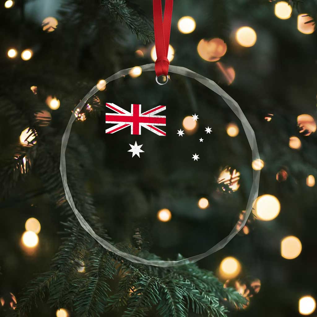 Vintage Australian Flag Crystal Glass Ornament Australia Distressed Patriotic Southern Cross Country Pride Graphic