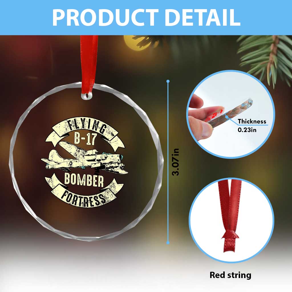 Vintage B-17 Bomber WW2 Aircraft Crystal Glass Ornament Plane Aviation Fighter Airplane Retro Grunge - Wonder Print Shop