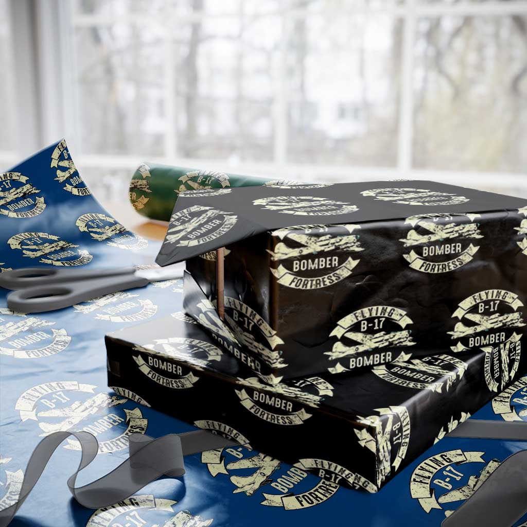 Vintage B-17 Bomber WW2 Aircraft Wrapping Paper Roll Plane Aviation Fighter Airplane Retro Grunge - Wonder Print Shop