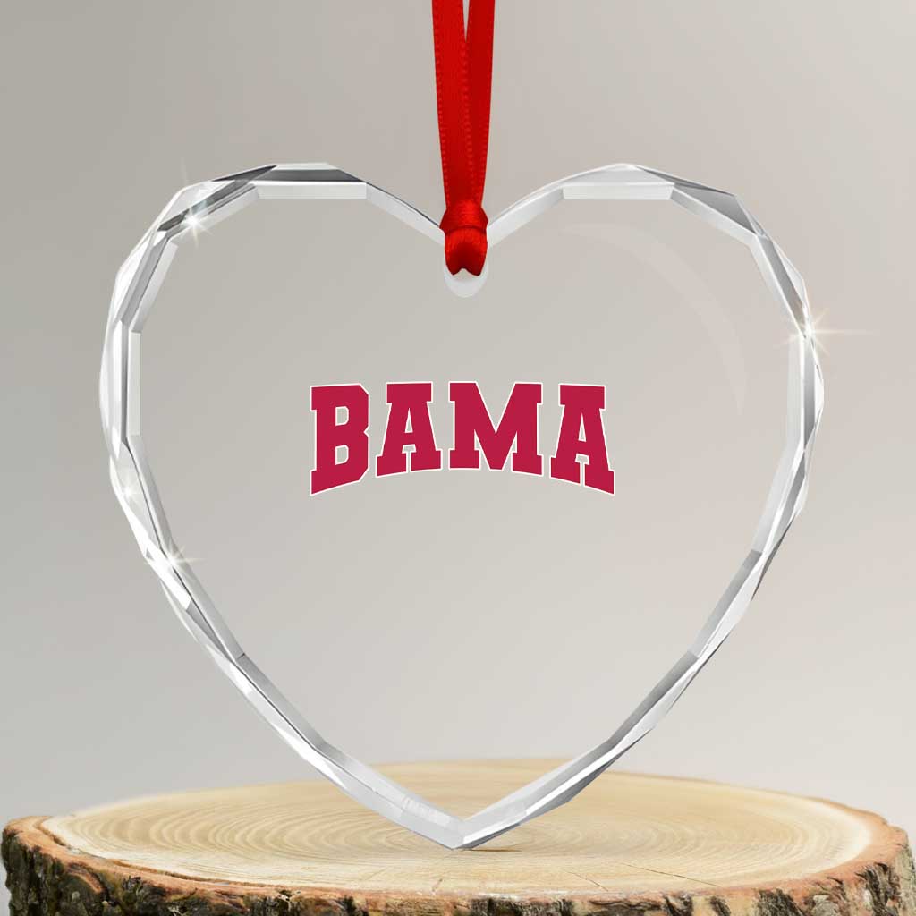 Vintage Bama Heart Crystal Glass Ornament Retro Varsity Alabama Football Lover AL State - Wonder Print Shop