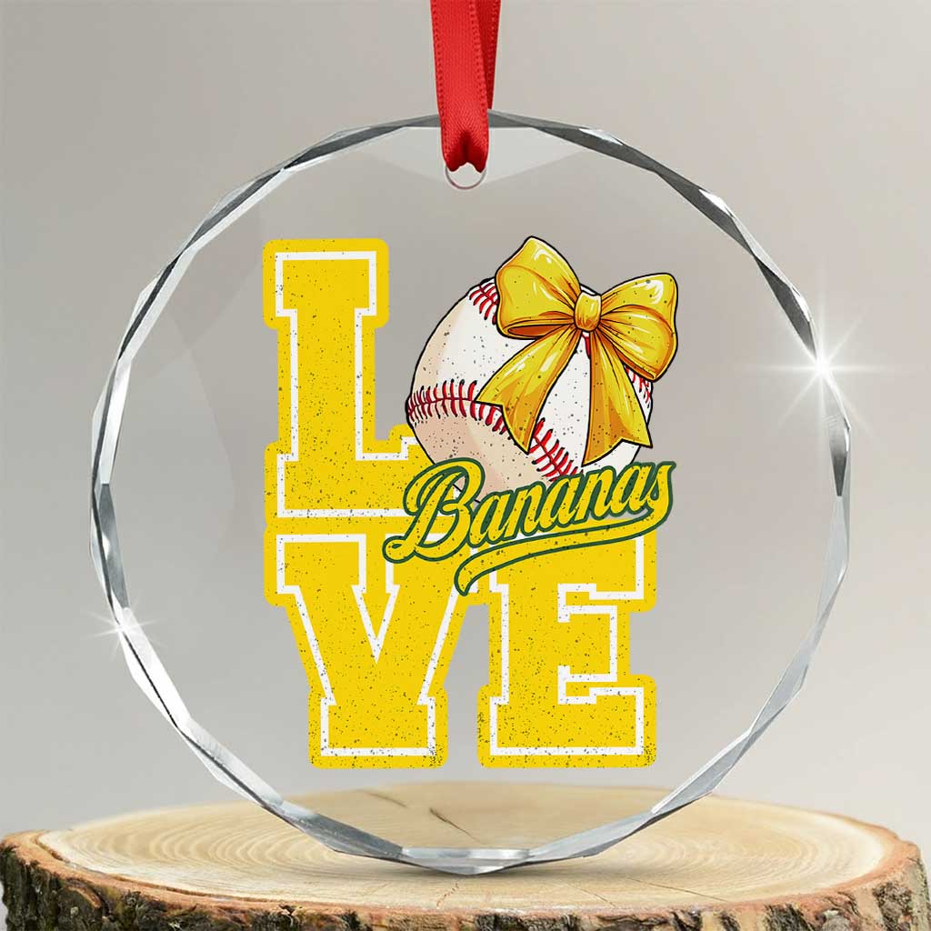 Vintage Banana Coquette Bow Crystal Glass Ornament LOVE Baseball Fan Sport Lover - Wonder Print Shop