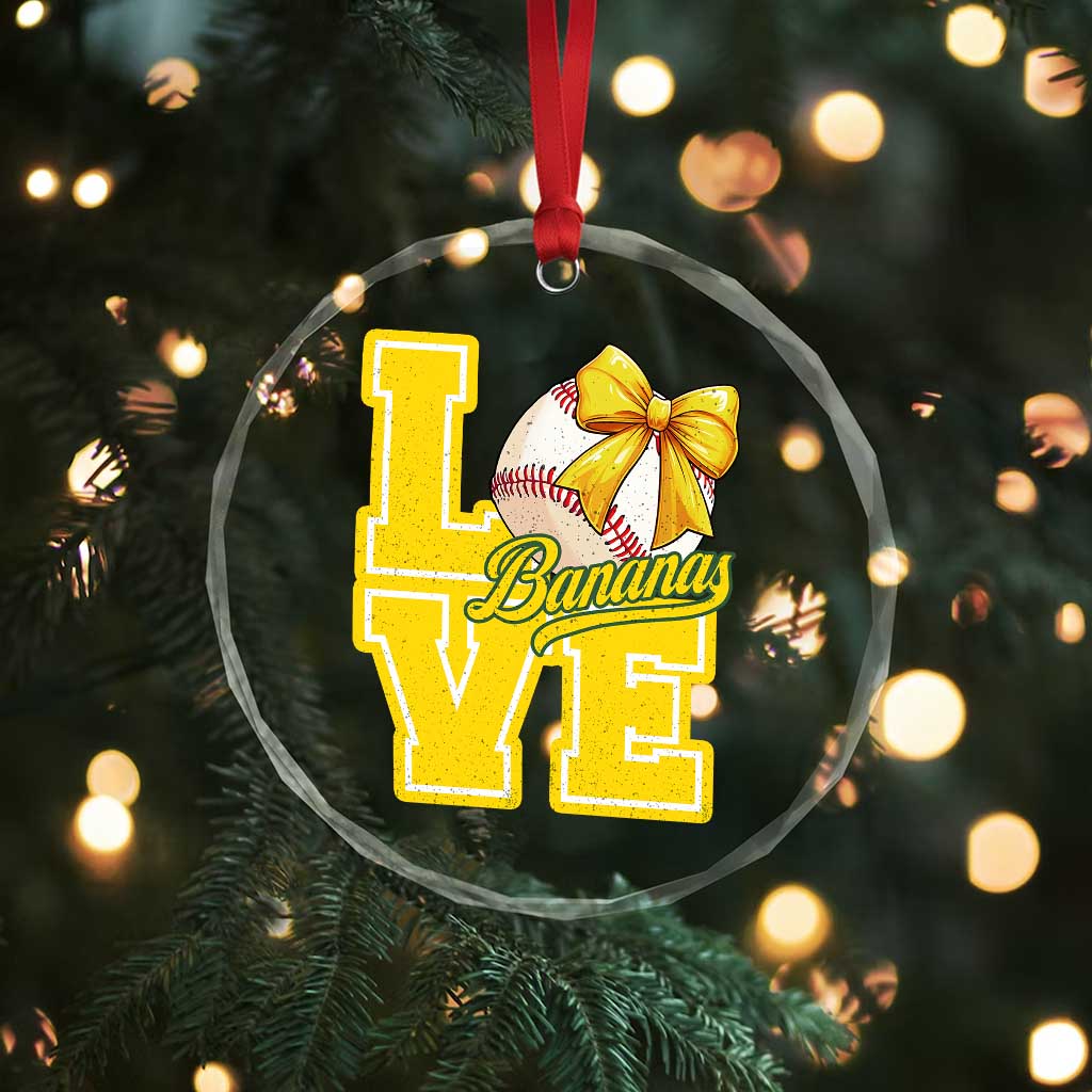 Vintage Banana Coquette Bow Crystal Glass Ornament LOVE Baseball Fan Sport Lover - Wonder Print Shop