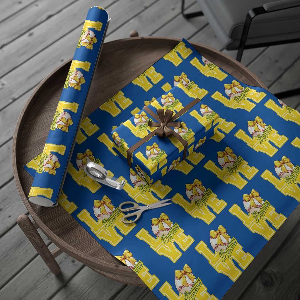 Vintage Banana Coquette Bow Wrapping Paper Roll LOVE Baseball Fan Sport Lover - Wonder Print Shop