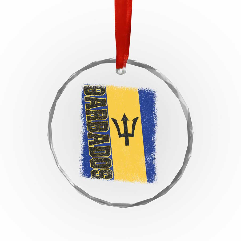 Vintage Barbados Flag Crystal Glass Ornament Distressed Patriotic Caribbean Island Barbadian Pride Heritage Gift