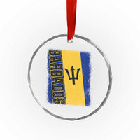 Vintage Barbados Flag Crystal Glass Ornament Distressed Patriotic Caribbean Island Barbadian Pride Heritage Gift