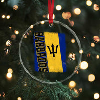 Vintage Barbados Flag Crystal Glass Ornament Distressed Patriotic Caribbean Island Barbadian Pride Heritage Gift