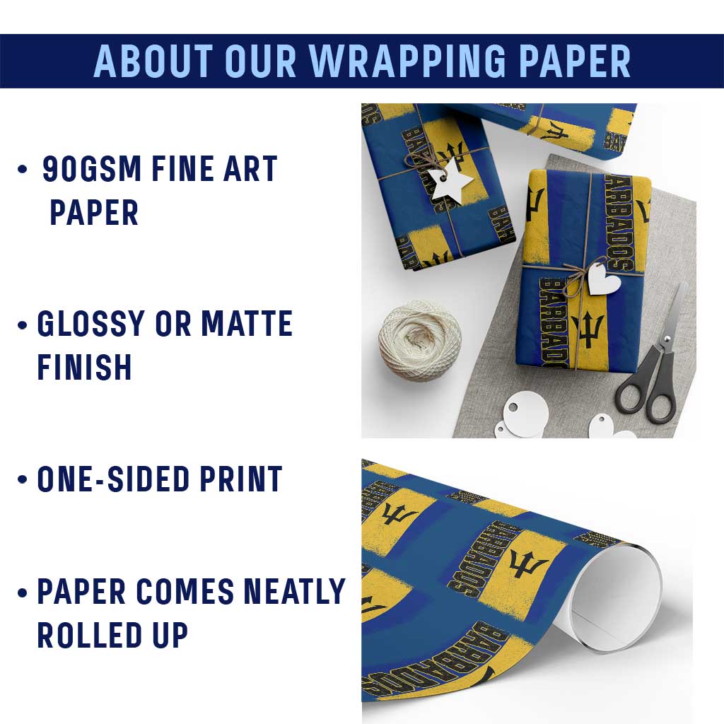 Vintage Barbados Flag Wrapping Paper Roll Distressed Patriotic Caribbean Island Barbadian Pride Heritage Gift