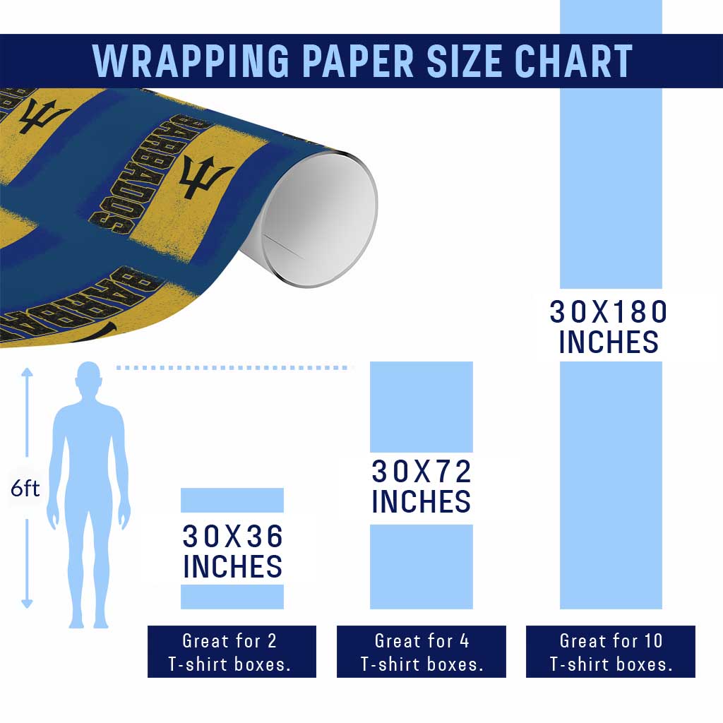 Vintage Barbados Flag Wrapping Paper Roll Distressed Patriotic Caribbean Island Barbadian Pride Heritage Gift