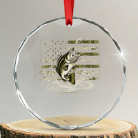 Vintage Bass Fishing Camouflage Crystal Glass Ornament Patriotic Largemouth Bass Angler Fishing Lovers Fisherman Camo US Flag