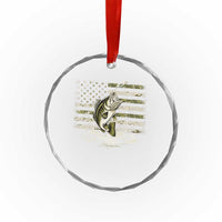 Vintage Bass Fishing Camouflage Crystal Glass Ornament Patriotic Largemouth Bass Angler Fishing Lovers Fisherman Camo US Flag