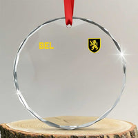 Vintage Belgium Crystal Glass Ornament Belgian Football Pride Belgium Lion Crest Soccer Graphic