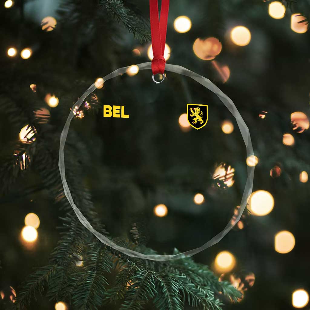 Vintage Belgium Crystal Glass Ornament Belgian Football Pride Belgium Lion Crest Soccer Graphic