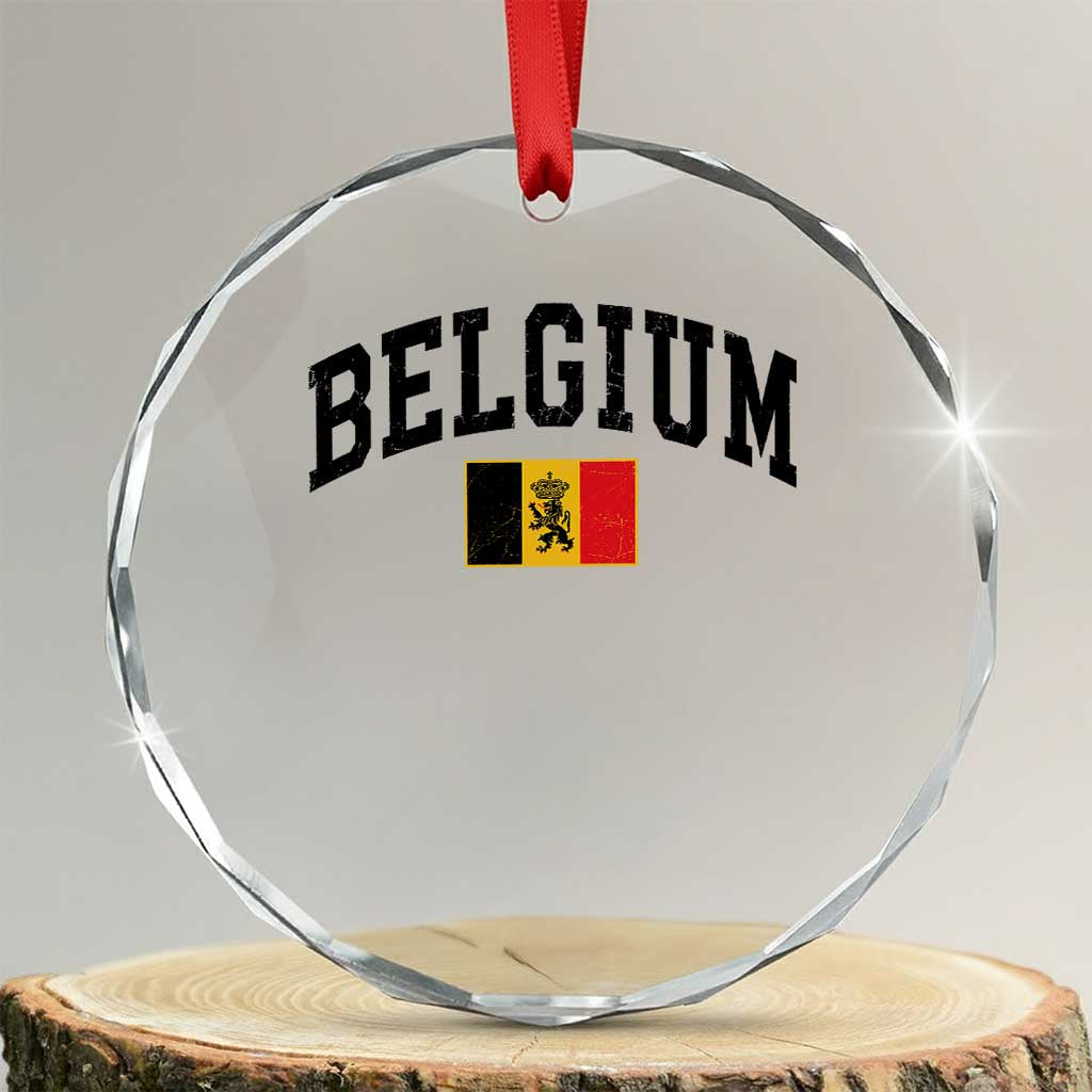 Vintage Belgium Crystal Glass Ornament Lion Royal Flag Graphic Belgian Soccer Football Pride Gift for Fans