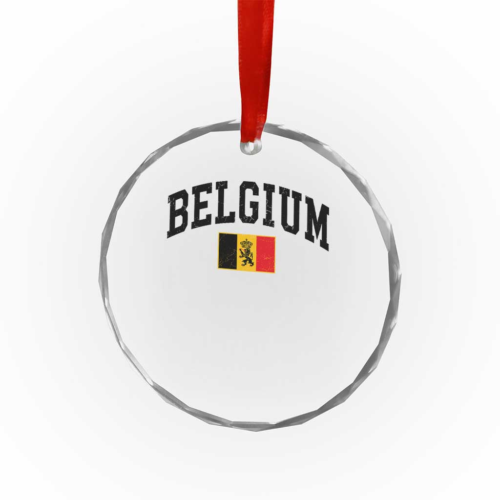 Vintage Belgium Crystal Glass Ornament Lion Royal Flag Graphic Belgian Soccer Football Pride Gift for Fans