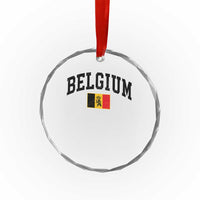 Vintage Belgium Crystal Glass Ornament Lion Royal Flag Graphic Belgian Soccer Football Pride Gift for Fans