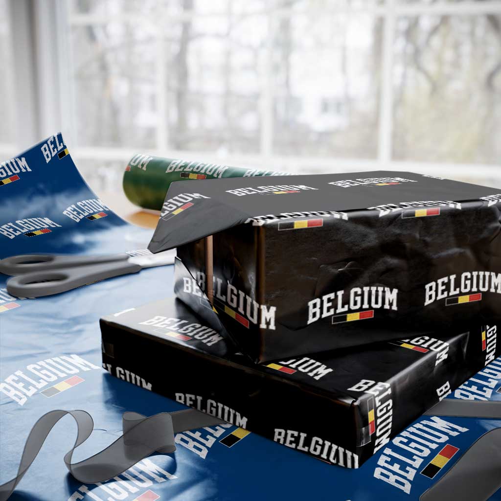 Vintage Belgium Flag Graphic Wrapping Paper Roll Belgian Pride Patriotic Gift