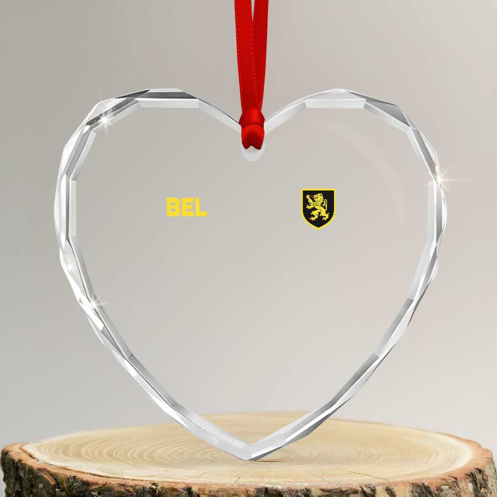 Vintage Belgium Heart Crystal Glass Ornament Belgian Football Pride Belgium Lion Crest Soccer Graphic
