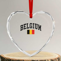 Vintage Belgium Heart Crystal Glass Ornament Belgian Soccer Football Pride Gift for Fans