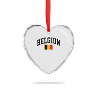 Vintage Belgium Heart Crystal Glass Ornament Belgian Soccer Football Pride Gift for Fans