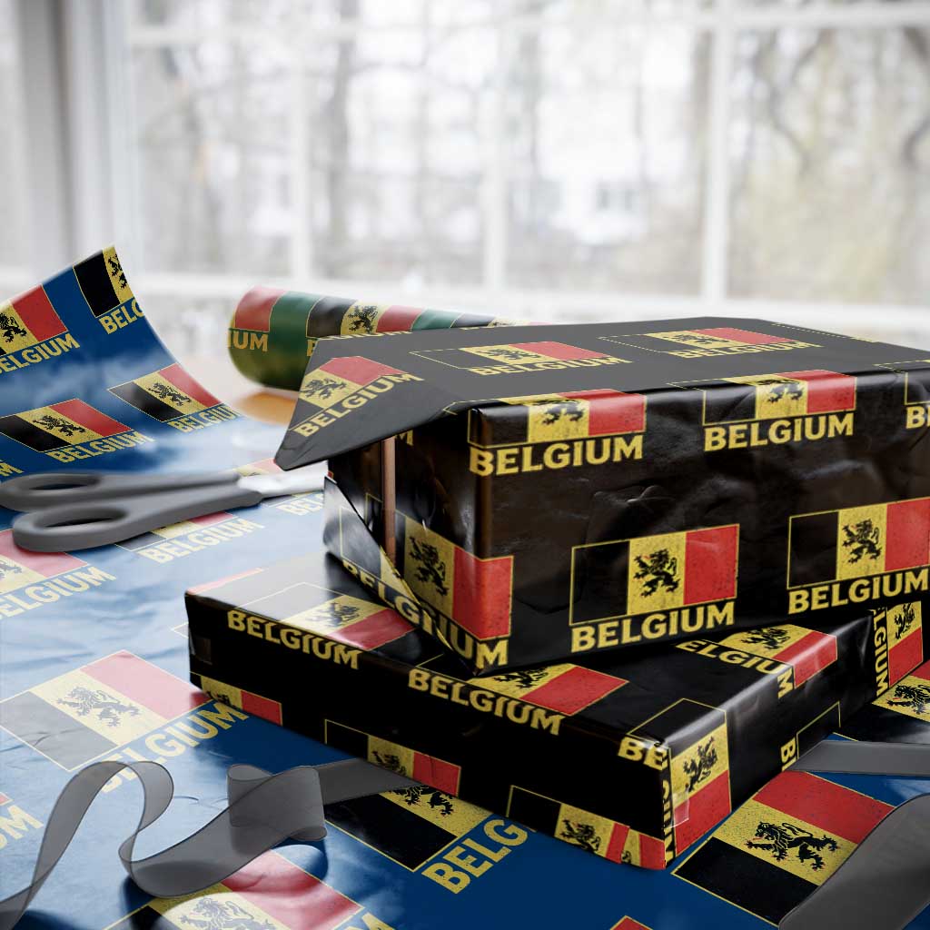 Vintage Belgium Soccer Flag with Lion Graphic Wrapping Paper Roll Belgian Football Pride Gift for Fans