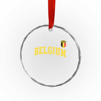 Vintage Belgium Varsity Style Distressed Graphic Crystal Glass Ornament Classic Collegiate Belgian Pride