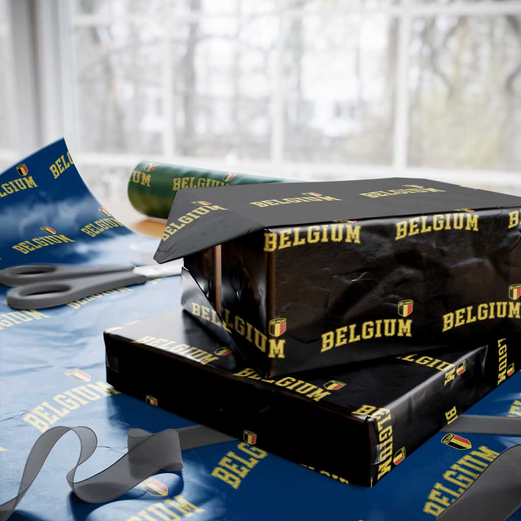 Vintage Belgium Varsity Style Distressed Graphic Wrapping Paper Roll Classic Collegiate Belgian Pride