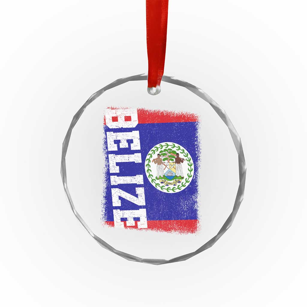Vintage Belize Crystal Glass Ornament Distressed Flag Central American Pride Heritage Gift