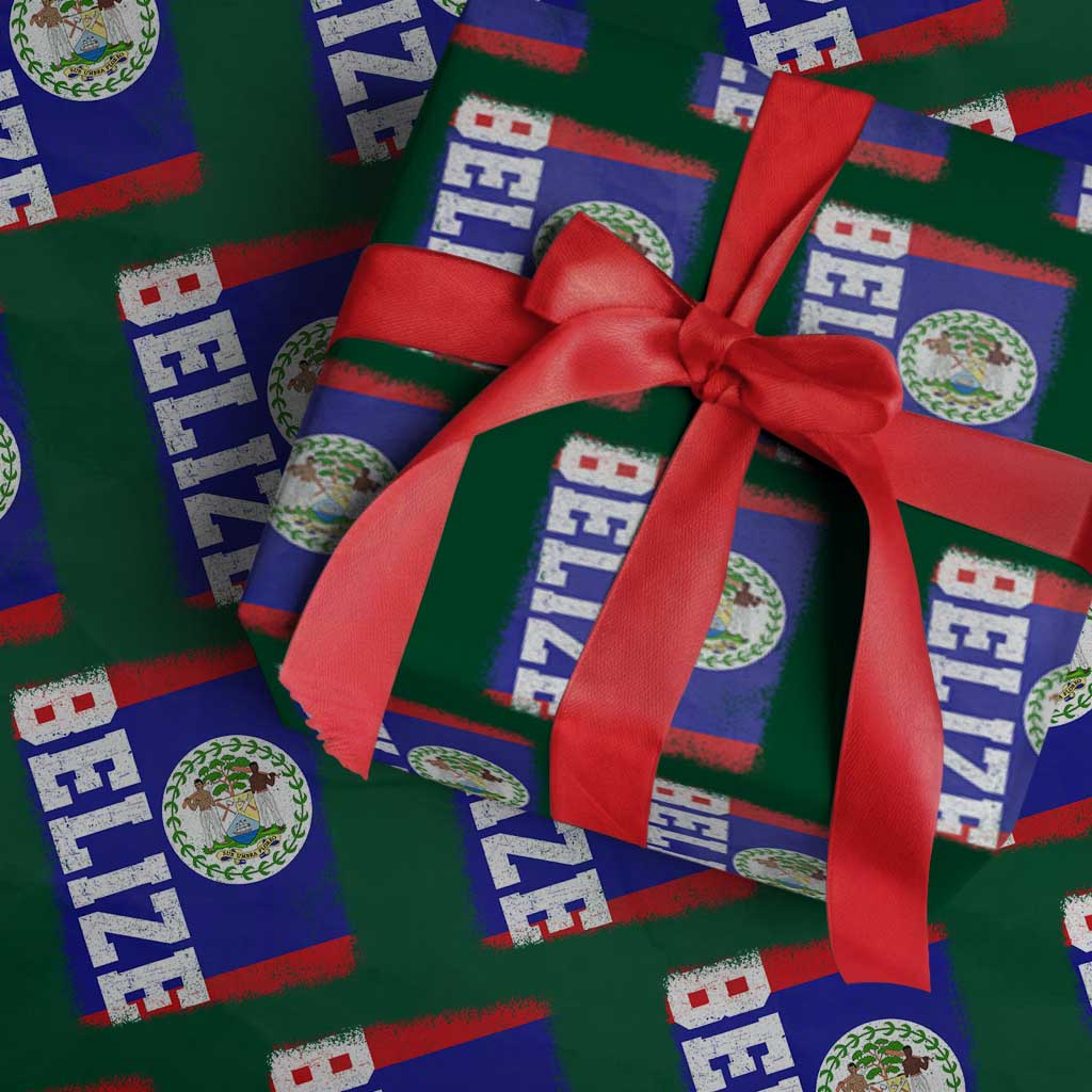 Vintage Belize Wrapping Paper Roll Distressed Flag Central American Pride Heritage Gift