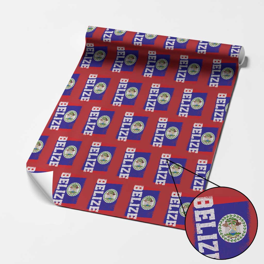Vintage Belize Wrapping Paper Roll Distressed Flag Central American Pride Heritage Gift