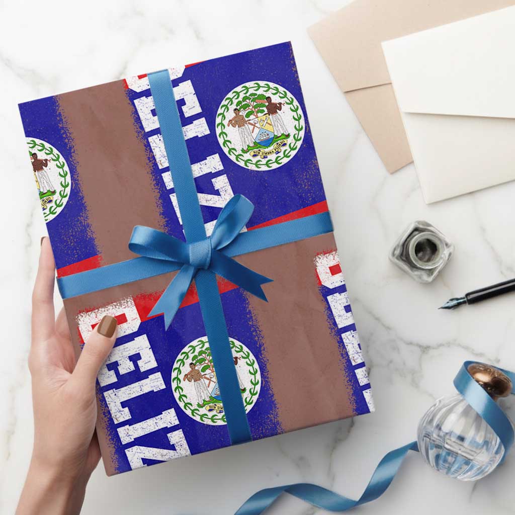 Vintage Belize Wrapping Paper Roll Distressed Flag Central American Pride Heritage Gift