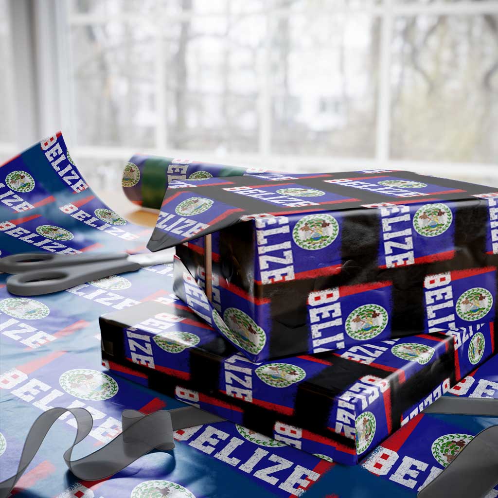 Vintage Belize Wrapping Paper Roll Distressed Flag Central American Pride Heritage Gift