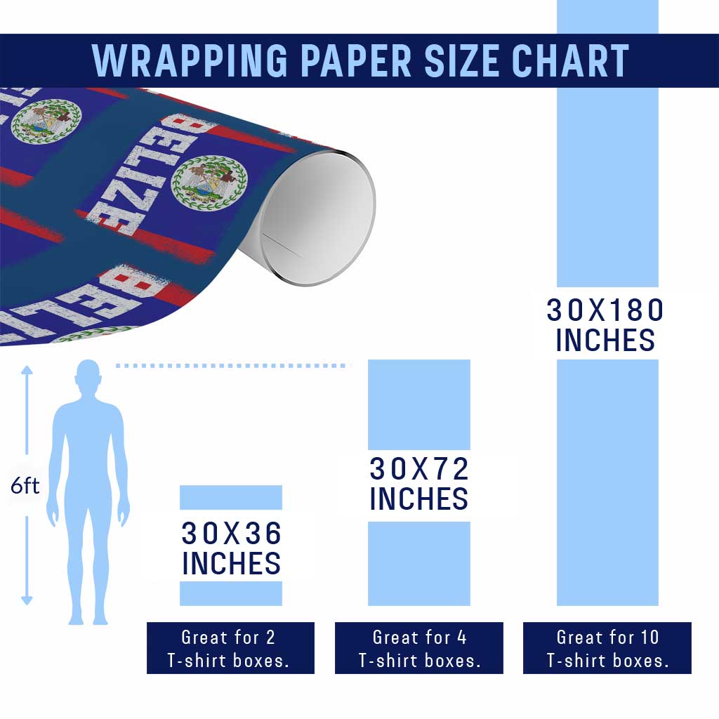 Vintage Belize Wrapping Paper Roll Distressed Flag Central American Pride Heritage Gift