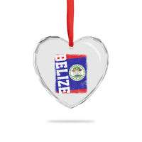 Vintage Belize Heart Crystal Glass Ornament Distressed Flag Central American Pride Heritage Gift