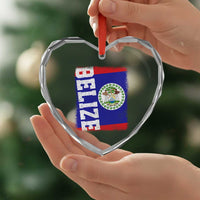 Vintage Belize Heart Crystal Glass Ornament Distressed Flag Central American Pride Heritage Gift