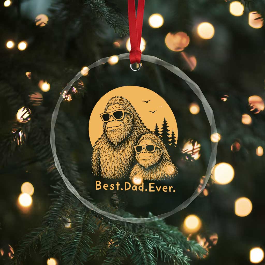 Vintage Best Dad Ever Bigfoot Papa Fathers Day Crystal Glass Ornament