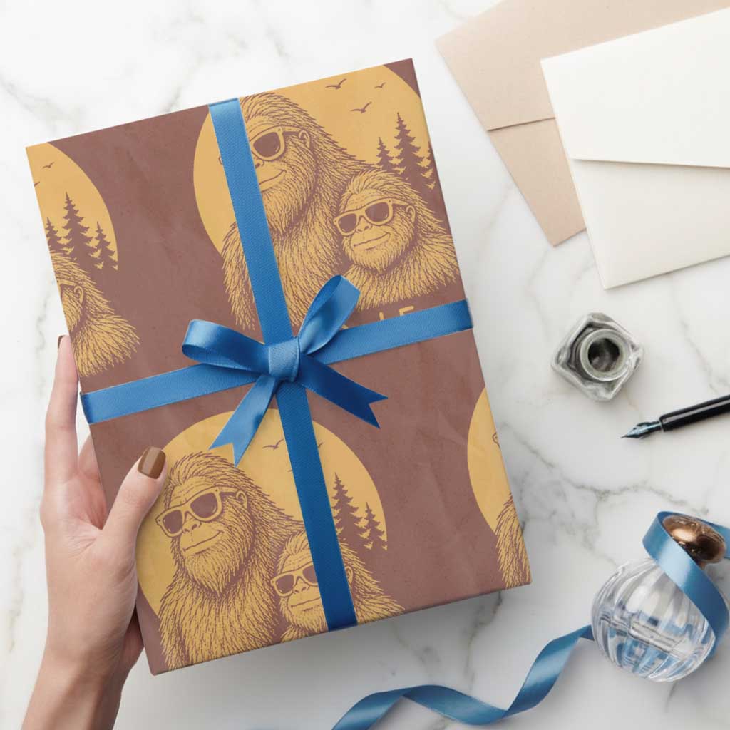 Vintage Best Dad Ever Bigfoot Papa Fathers Day Wrapping Paper Roll