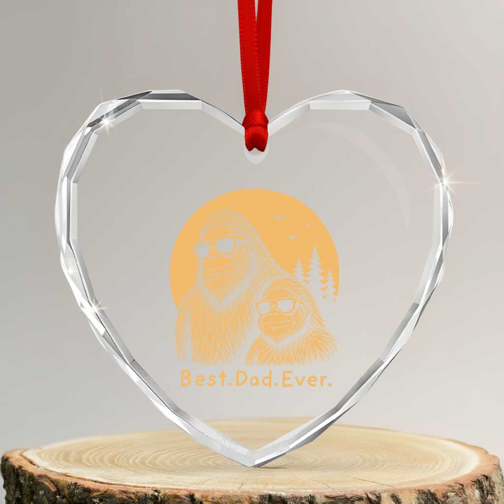 Vintage Best Dad Ever Bigfoot Papa Fathers Day Heart Crystal Glass Ornament