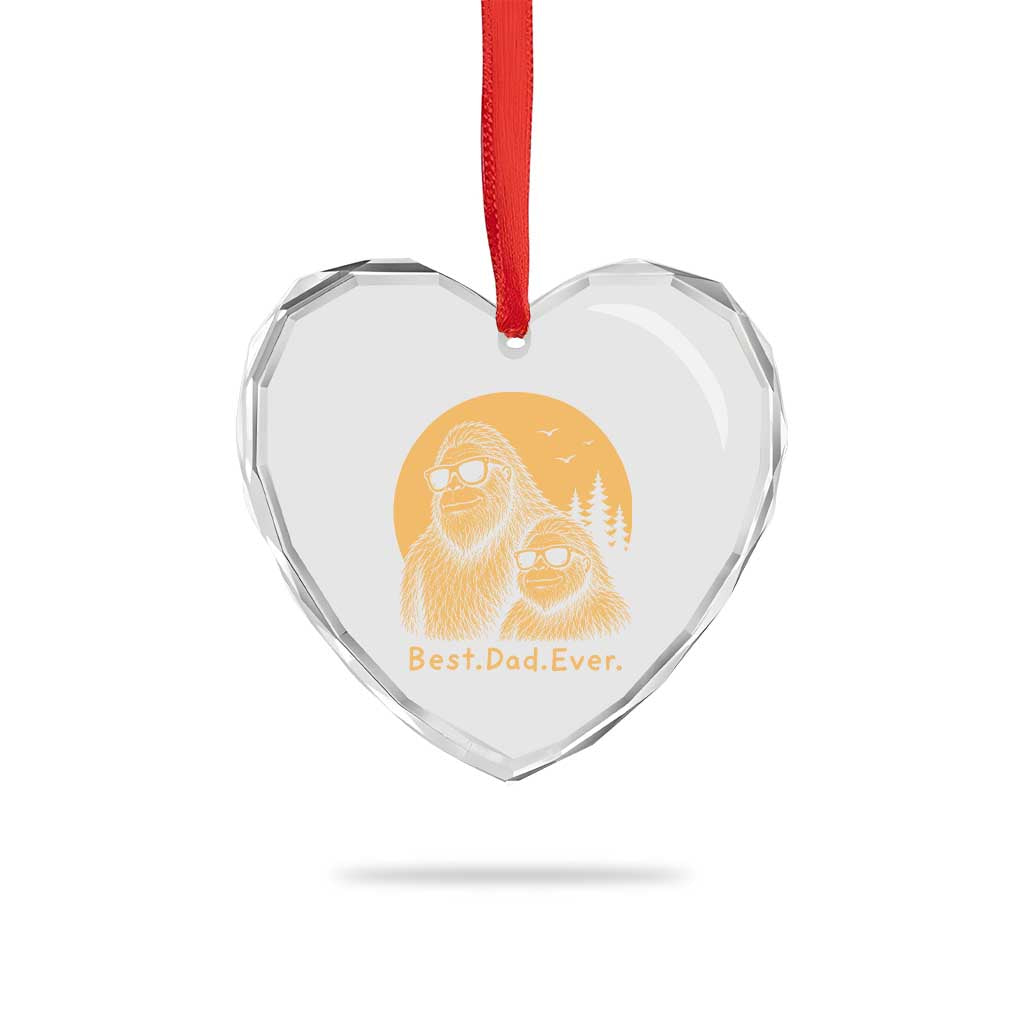 Vintage Best Dad Ever Bigfoot Papa Fathers Day Heart Crystal Glass Ornament