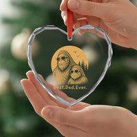 Vintage Best Dad Ever Bigfoot Papa Fathers Day Heart Crystal Glass Ornament