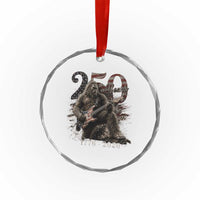 Vintage Bigfoot Playing Guitar 250 Years Crystal Glass Ornament 1776 2026 Bigfoot Patriotic USA Flag Sasquatch