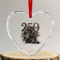 Vintage Bigfoot Playing Guitar 250 Years Heart Crystal Glass Ornament 1776 2026 Bigfoot Patriotic USA Flag Sasquatch