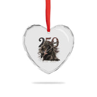 Vintage Bigfoot Playing Guitar 250 Years Heart Crystal Glass Ornament 1776 2026 Bigfoot Patriotic USA Flag Sasquatch