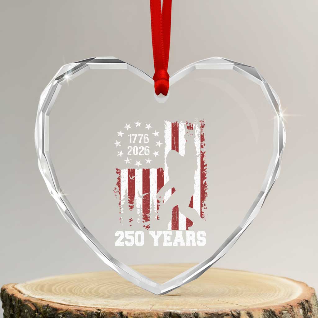 Vintage Bigfoot USA 250th Anniversary Heart Crystal Glass Ornament 250 Years Of Freedom US Flag Independence Day 4th July Patriotic