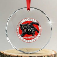 Vintage Black Cat Against Fascists Crystal Glass Ornament