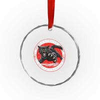 Vintage Black Cat Against Fascists Crystal Glass Ornament